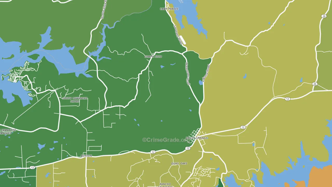 Campo Seco, CA Map of Theft Rates