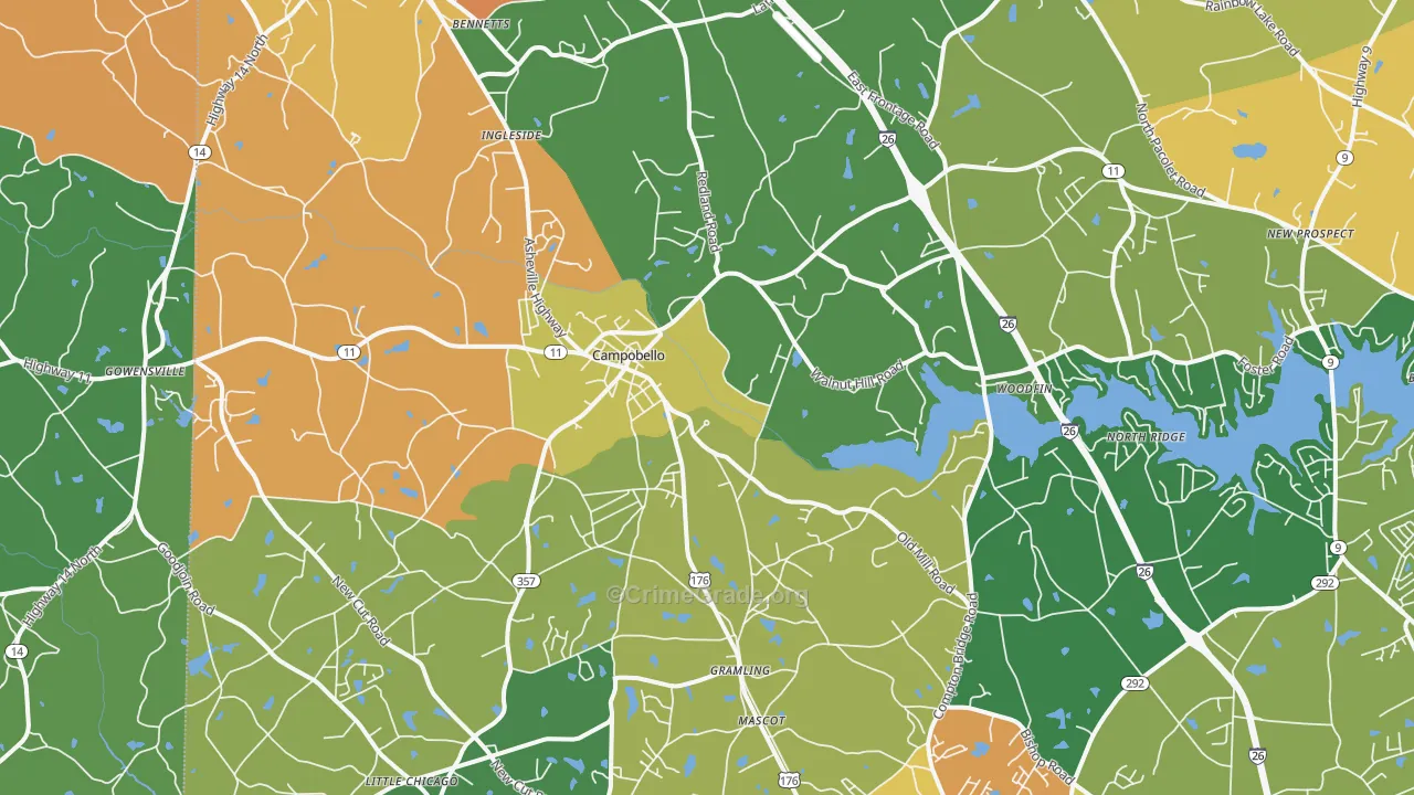 Campobello, SC Map of Theft Rates