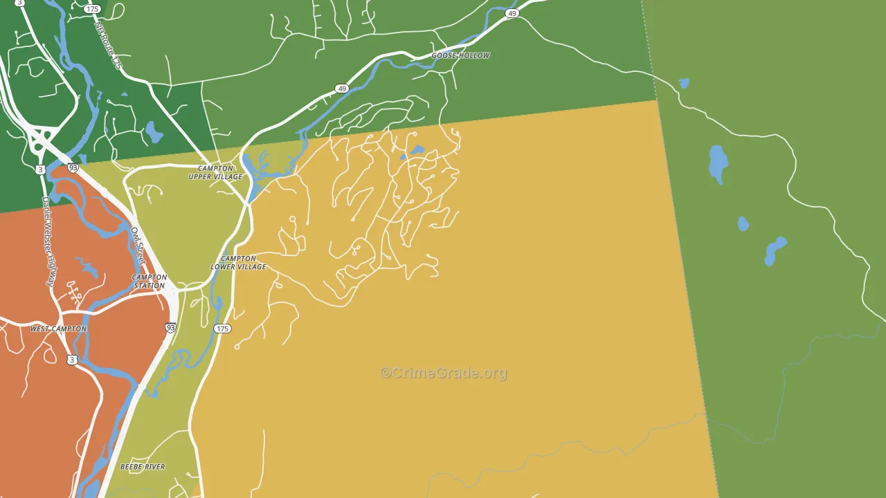 Campton Lower Village, NH Map of Theft Rates