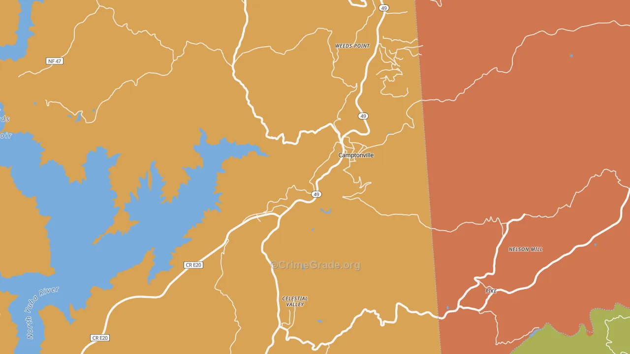 Camptonville, CA Map of Theft Rates