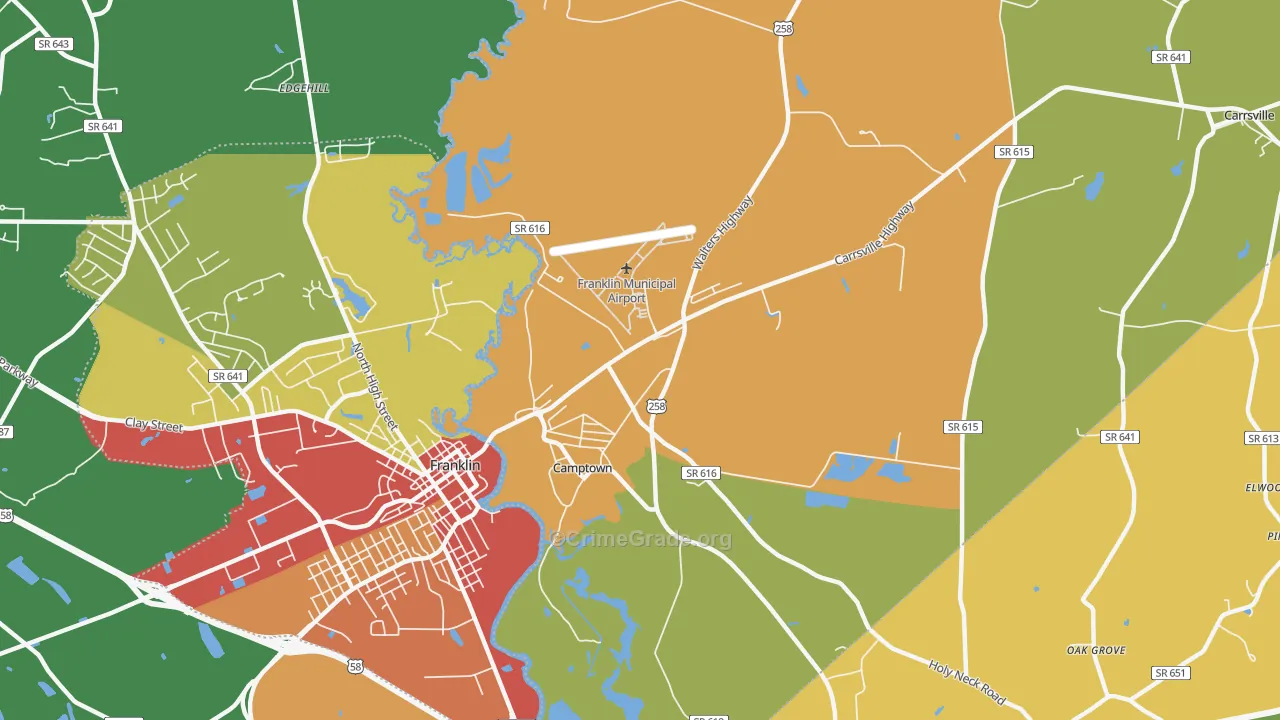 Camptown, VA Map of Theft Rates