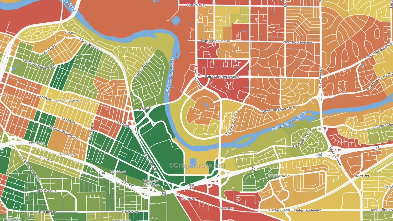 Campus Commons, Sacramento, CA Map of Theft Rates