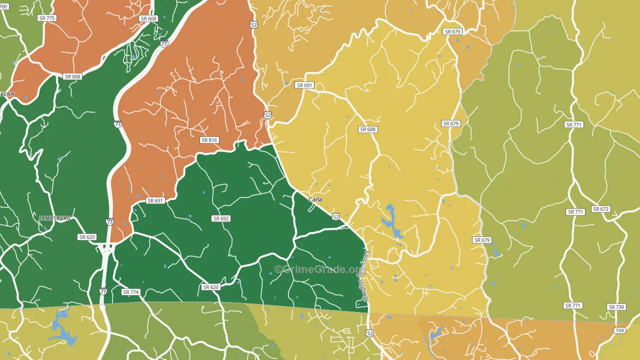 Cana, VA Map of Theft Rates