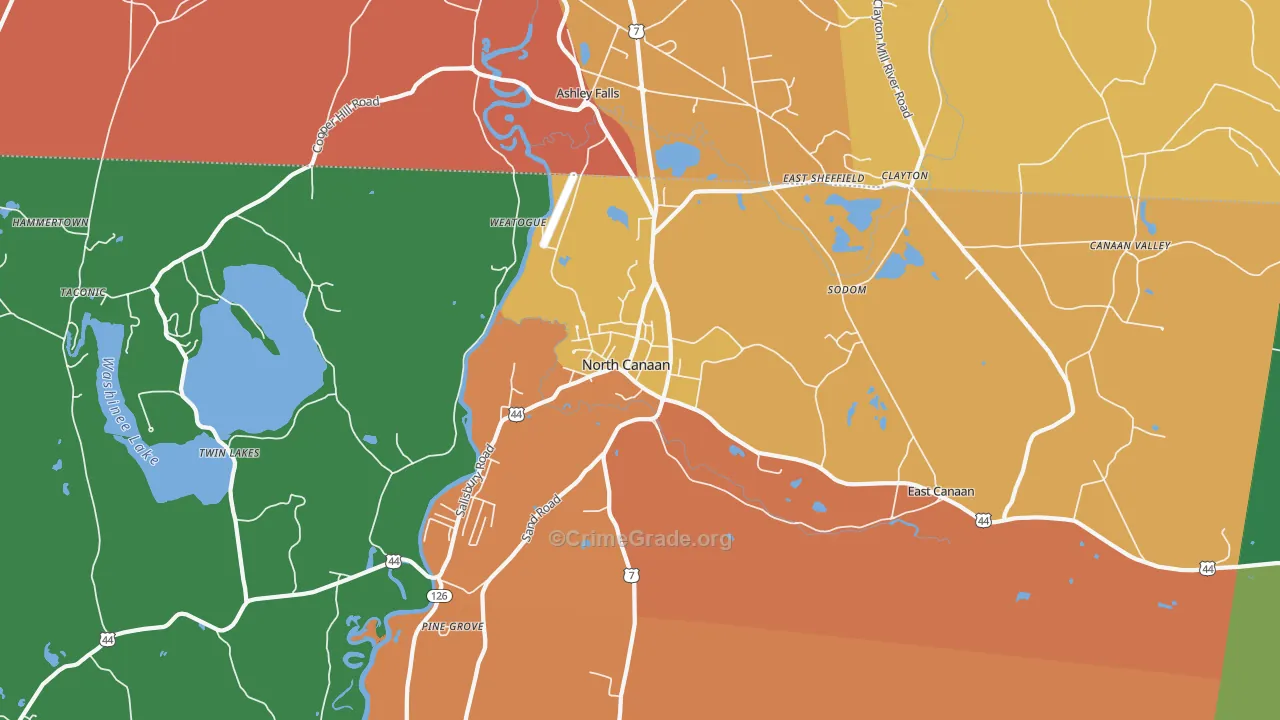 Canaan, CT Map of Theft Rates
