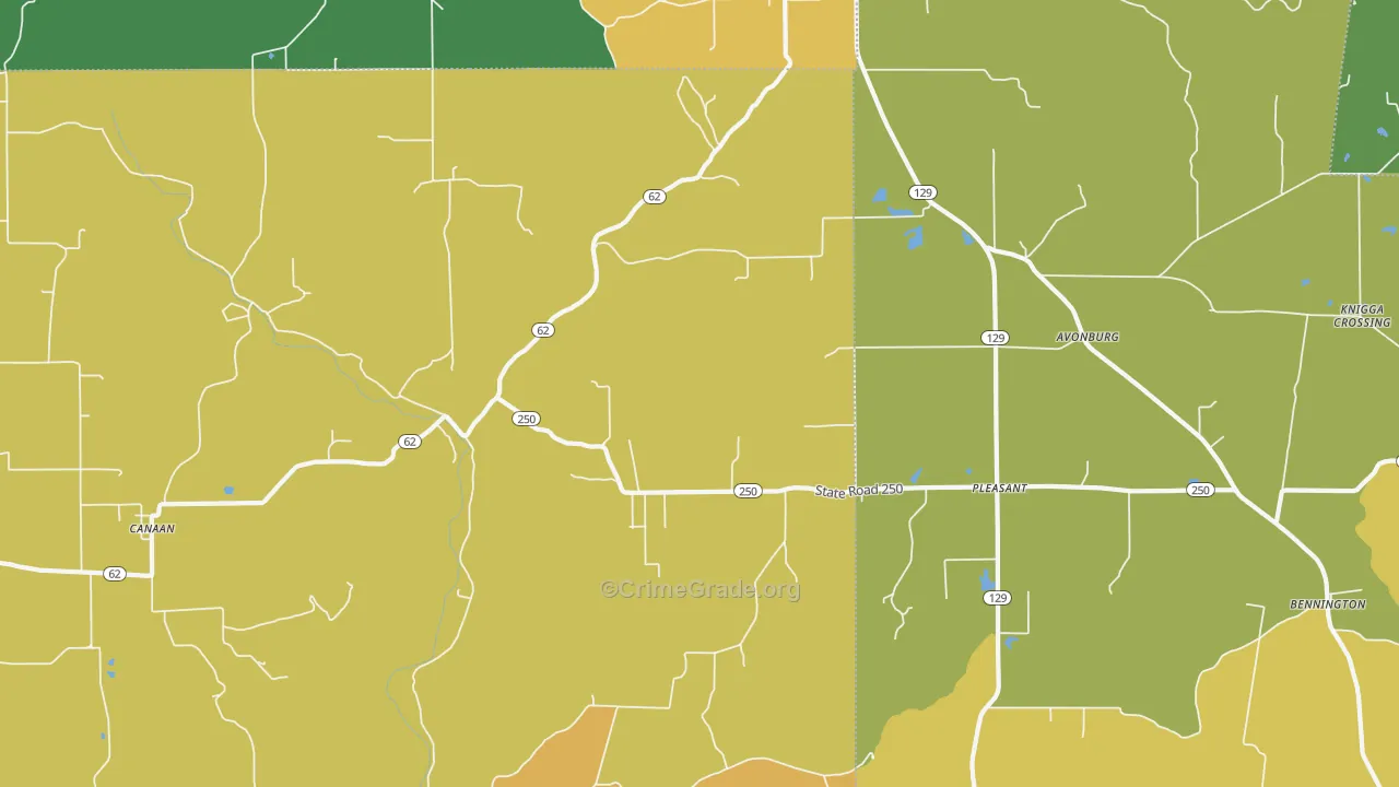 Canaan, IN Map of Theft Rates