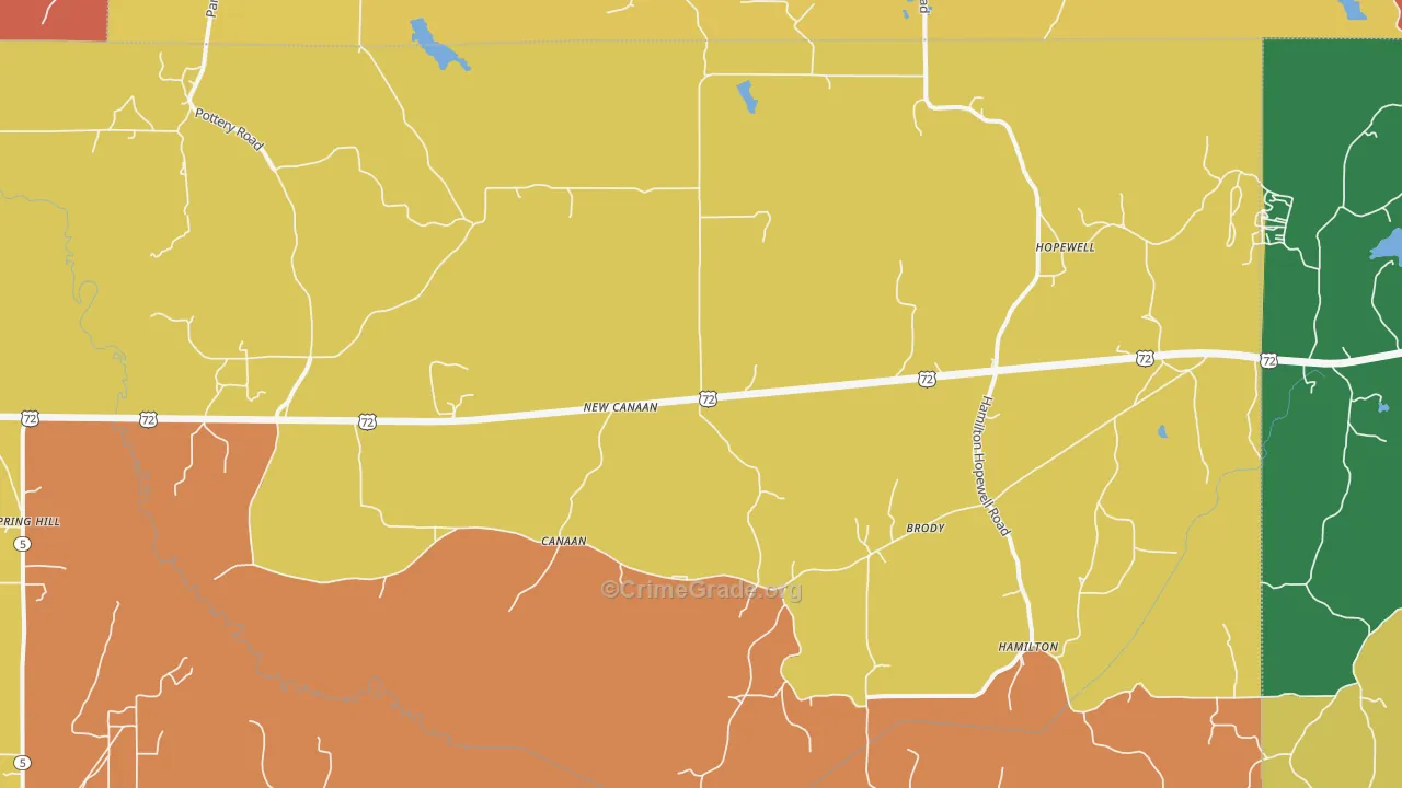 Canaan, MS Map of Theft Rates