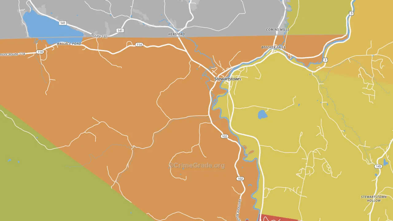 Canaan, VT Map of Theft Rates