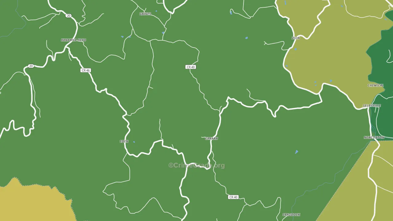 Canaan, WV Map of Theft Rates