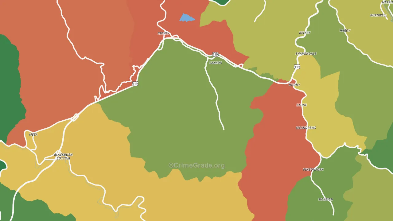 Canada, KY Map of Theft Rates