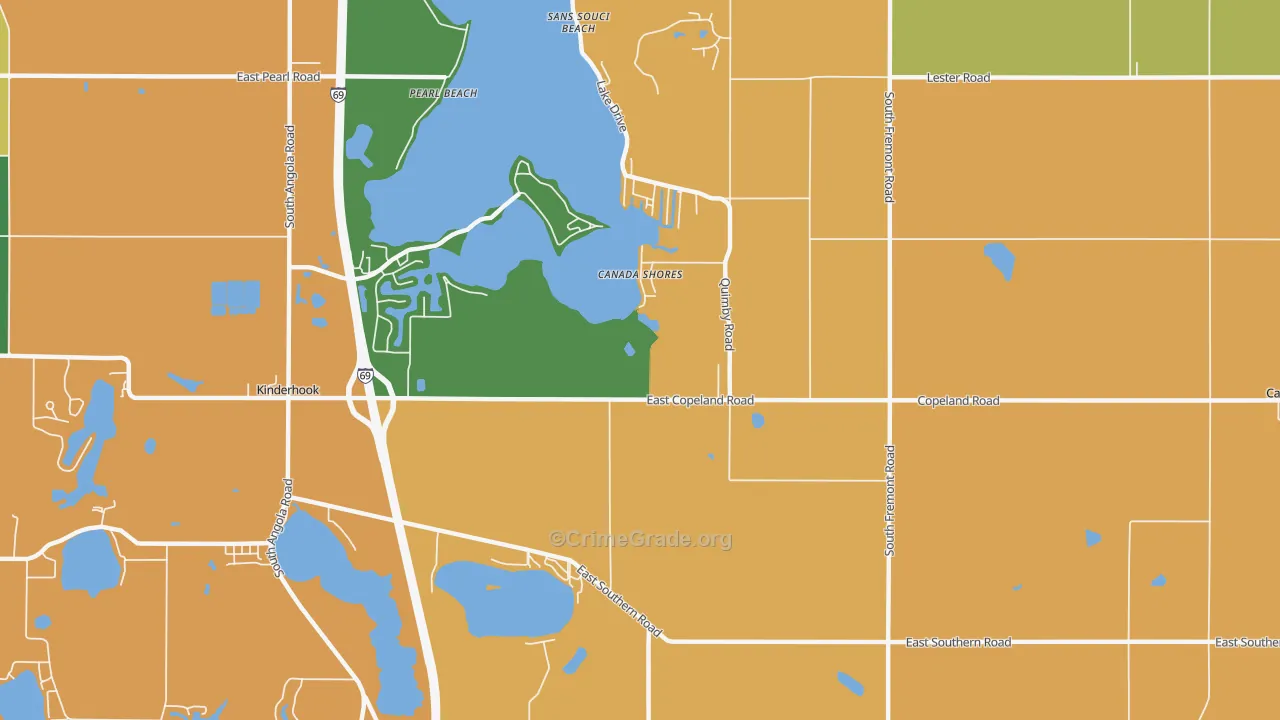 Canada Shores, MI Map of Theft Rates