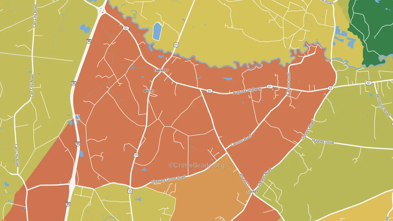 Canadys, SC Map of Theft Rates