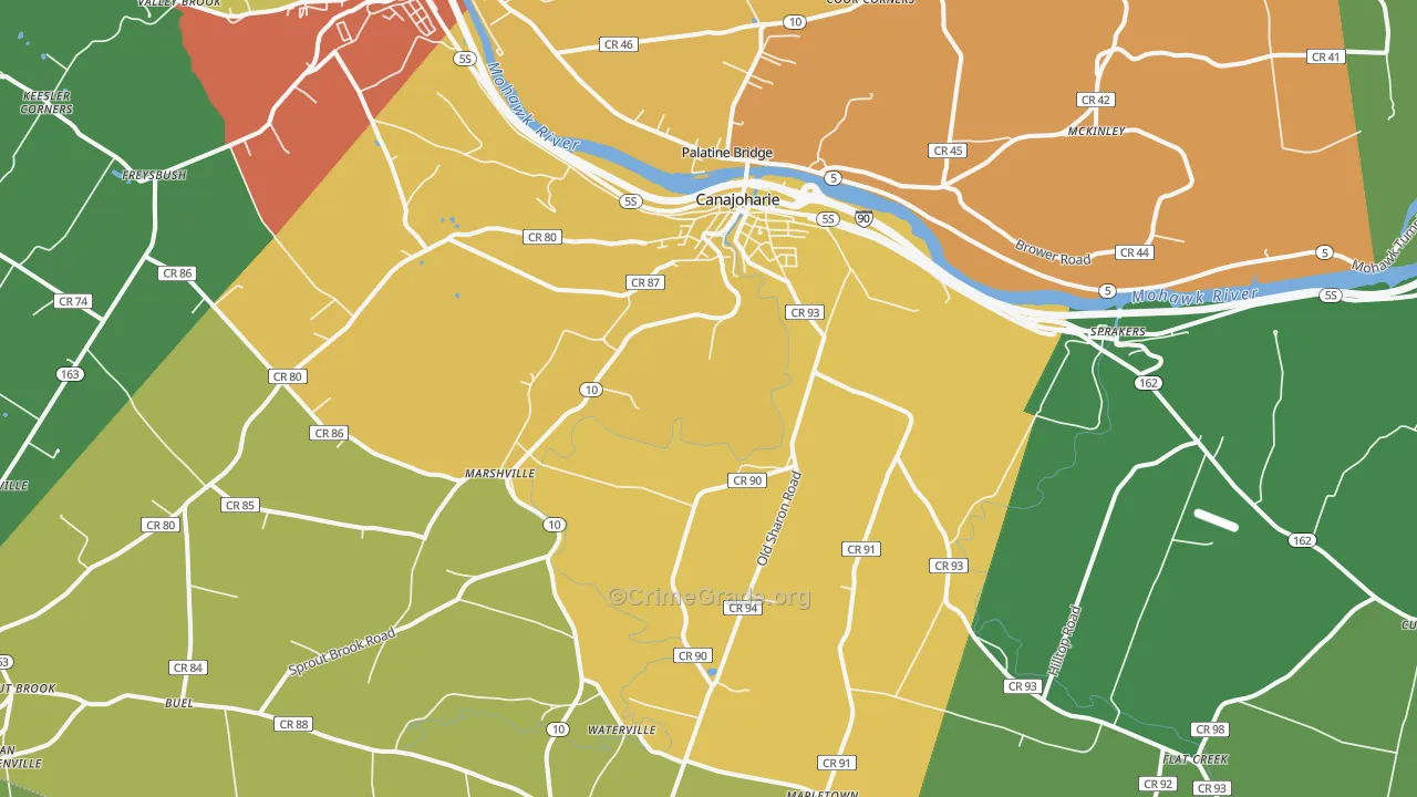 Canajoharie, NY Map of Theft Rates