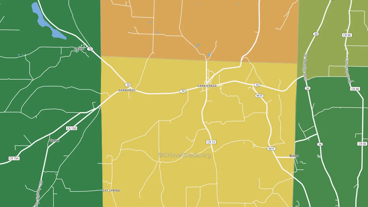 Canaseraga, NY Map of Theft Rates