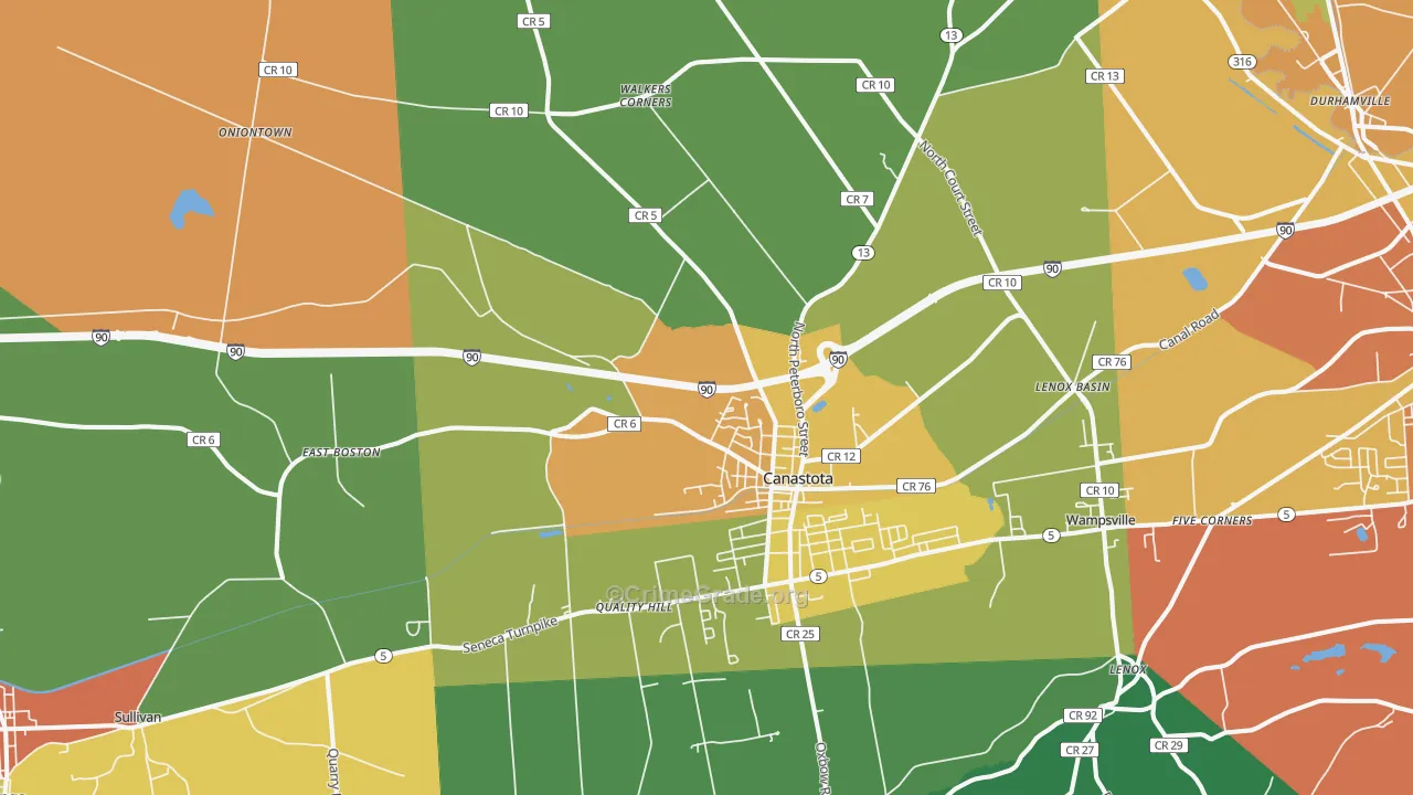Canastota, NY Map of Theft Rates