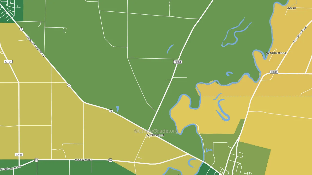 Canawaugus, NY Map of Theft Rates