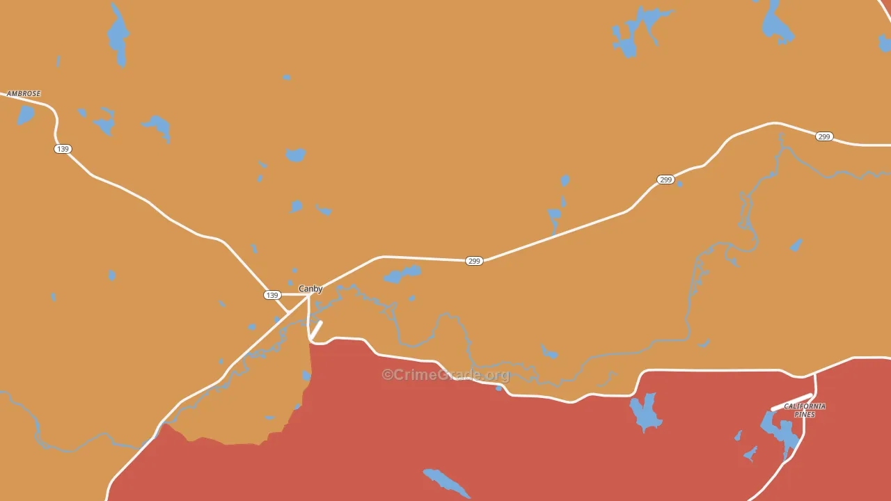 Canby, CA Map of Theft Rates