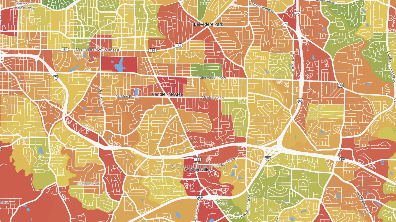 Candler-McAfee, GA Map of Theft Rates