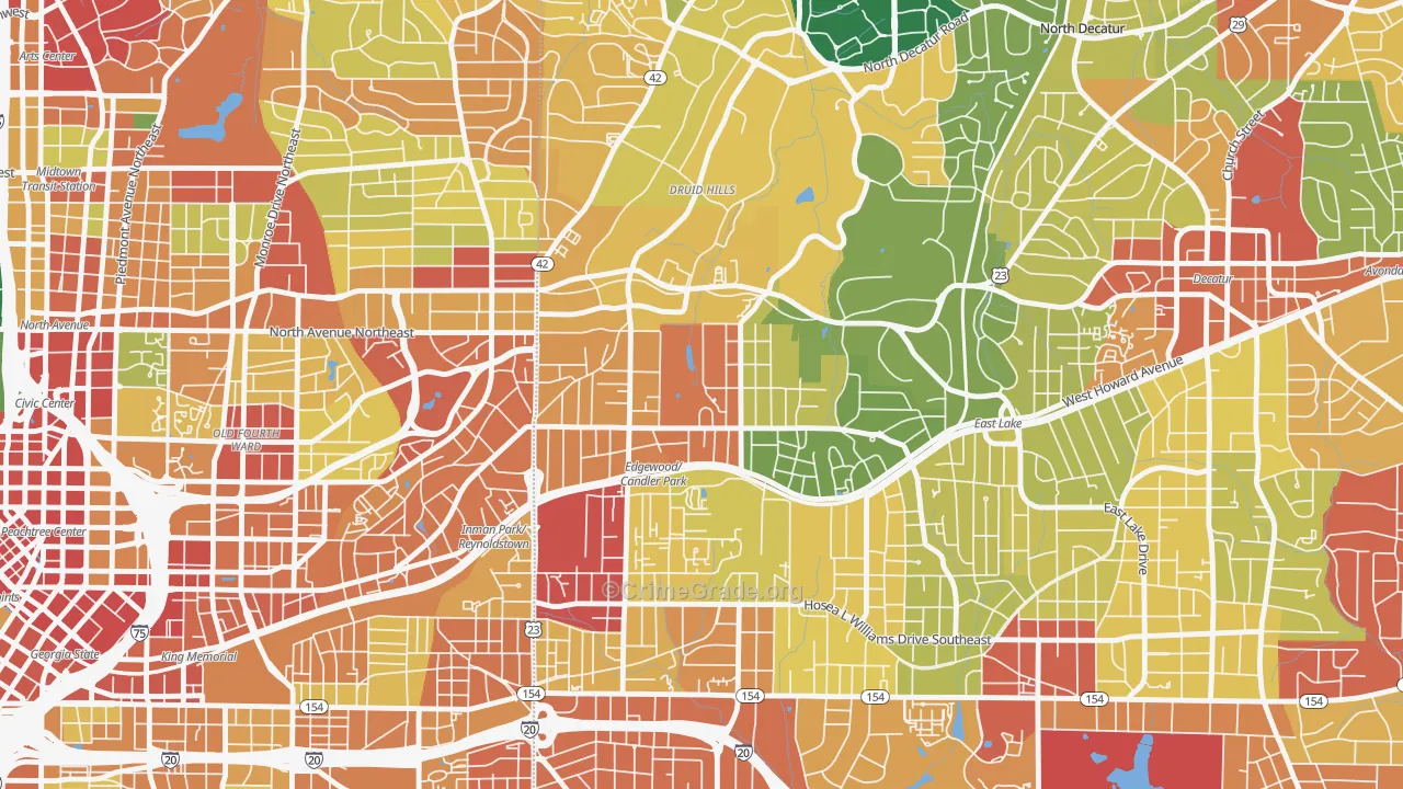 Candler Park, Atlanta, GA Map of Theft Rates