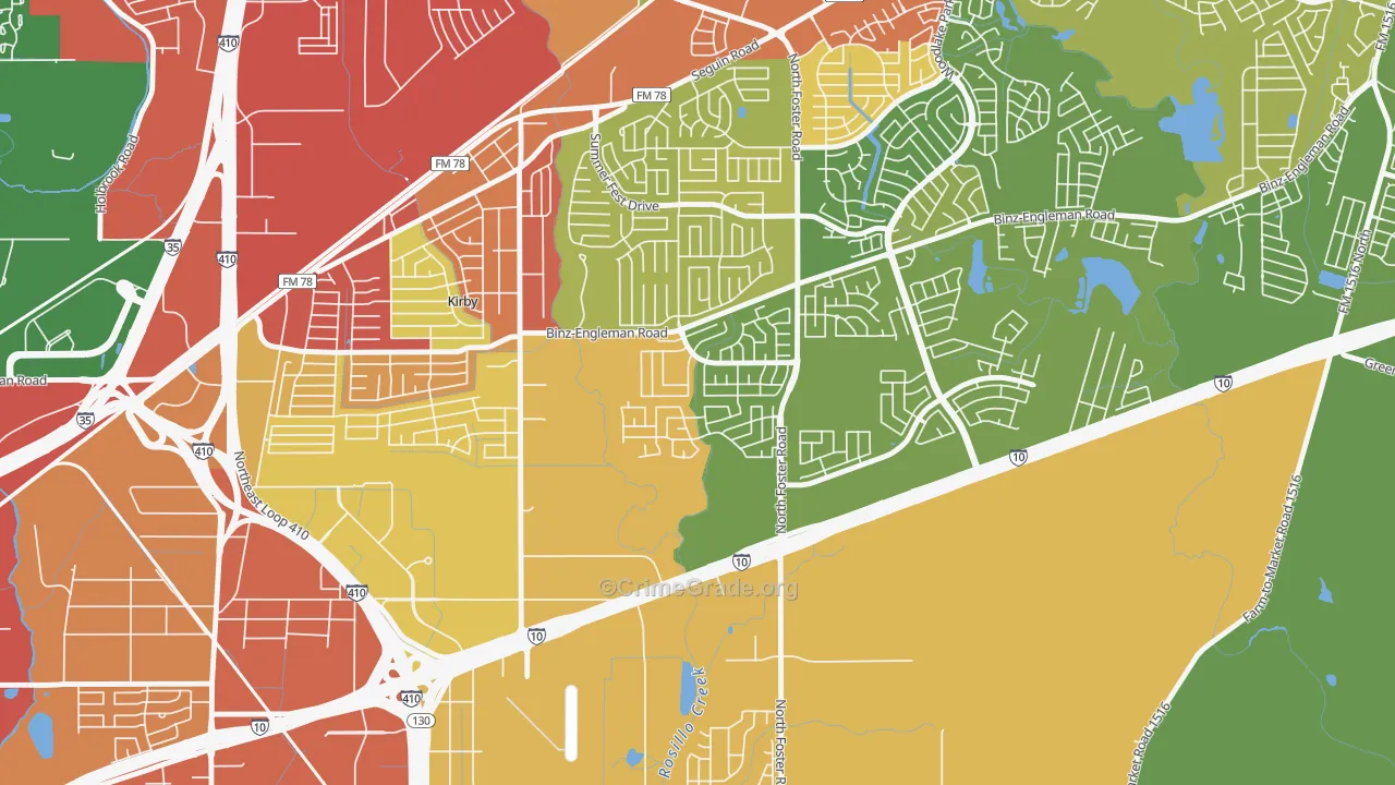 Candlewood Park, San Antonio, TX Map of Theft Rates