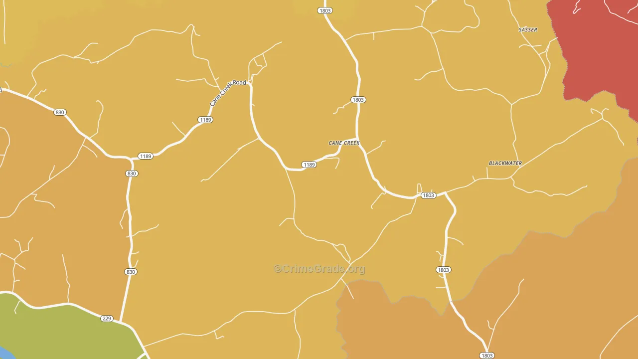 Cane Creek, KY Map of Theft Rates