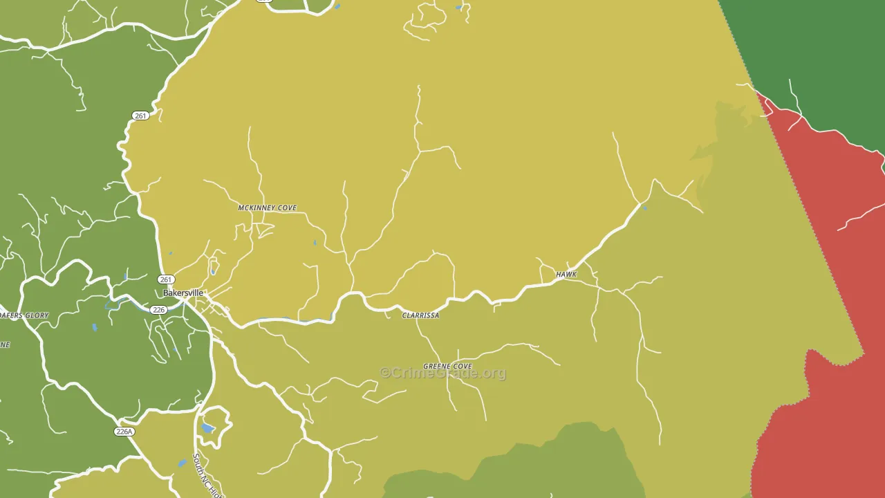 Cane Creek, NC Map of Theft Rates