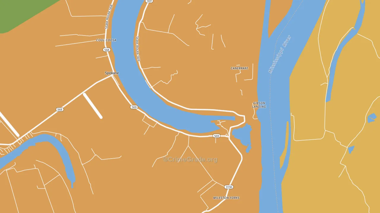 Canebrake, LA Map of Theft Rates
