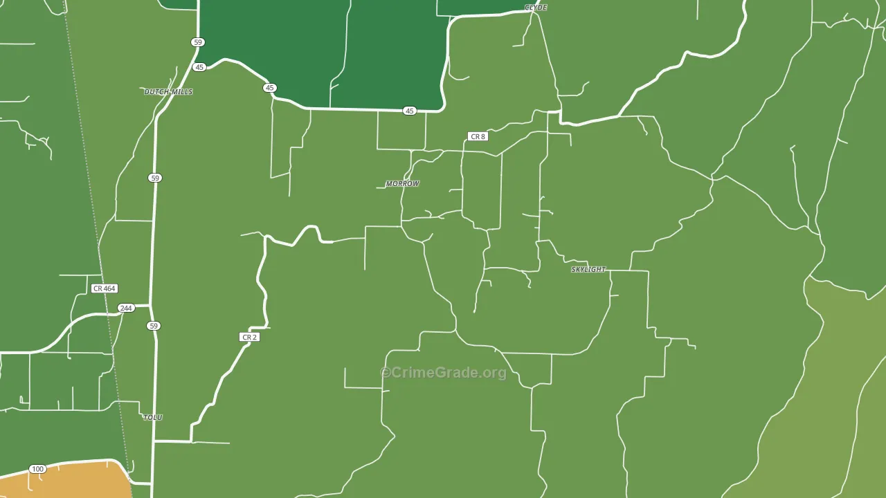 Canehill, AR Map of Theft Rates