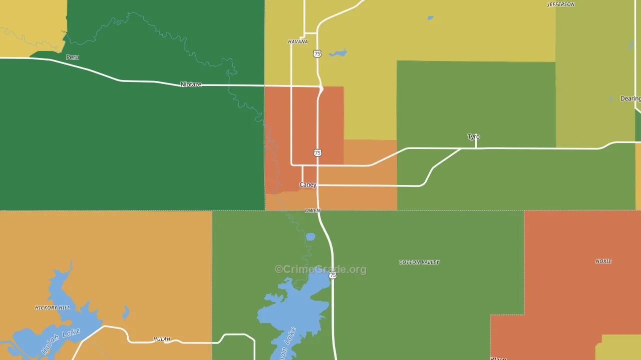 Caney, KS Map of Theft Rates