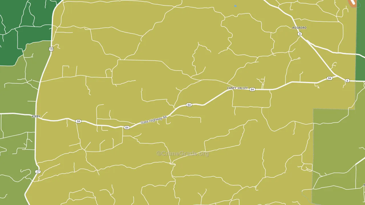 Caney Valley, AR Map of Theft Rates