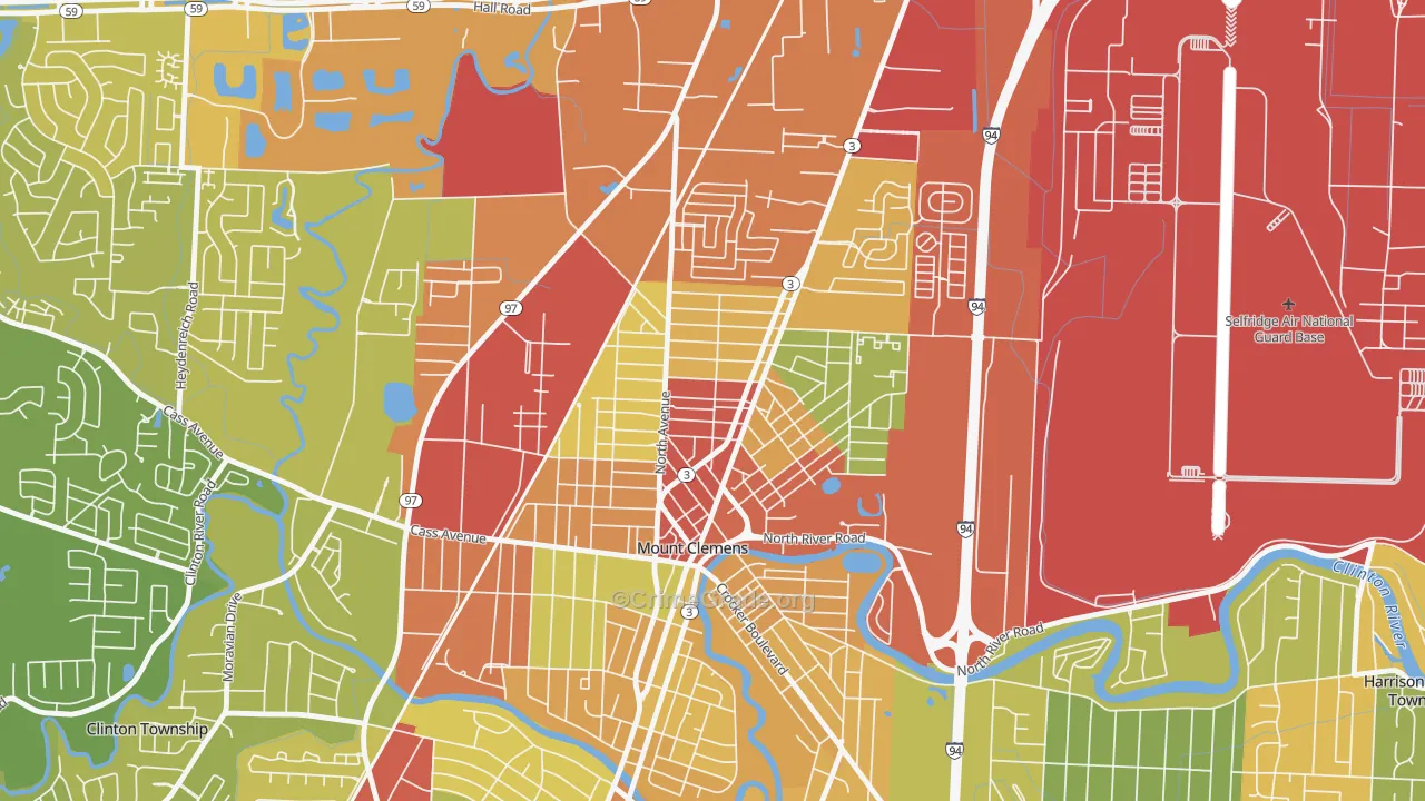 Canfield Manor, Mount Clemens, MI Map of Theft Rates