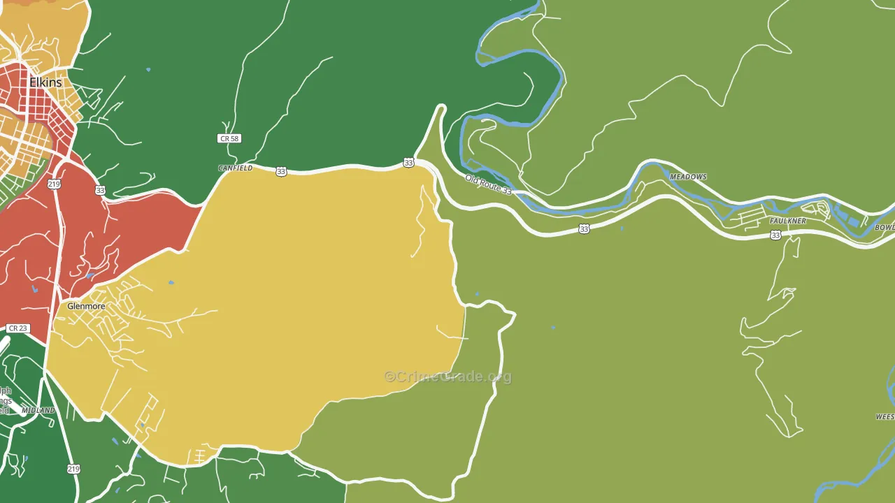 Canfield, WV Map of Theft Rates