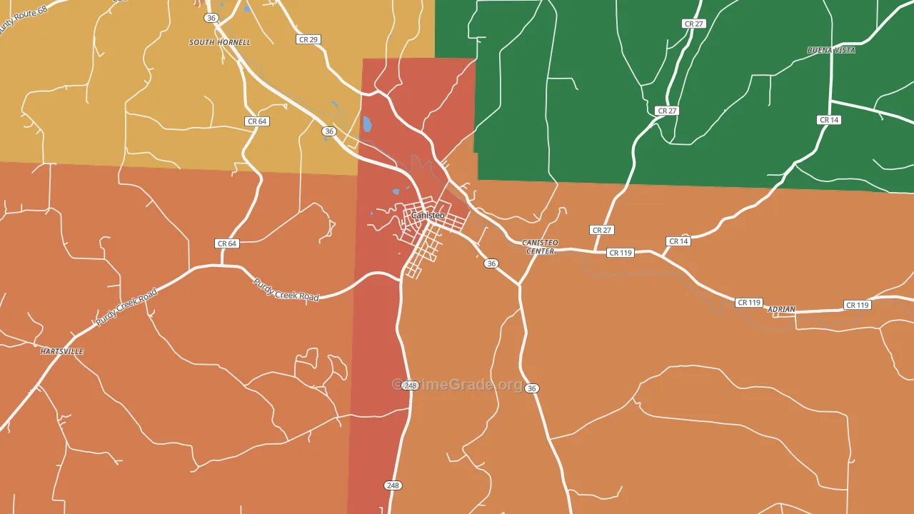 Canisteo, NY Map of Theft Rates