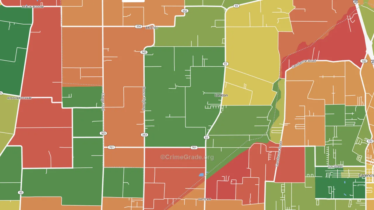 Cankton, LA Map of Theft Rates