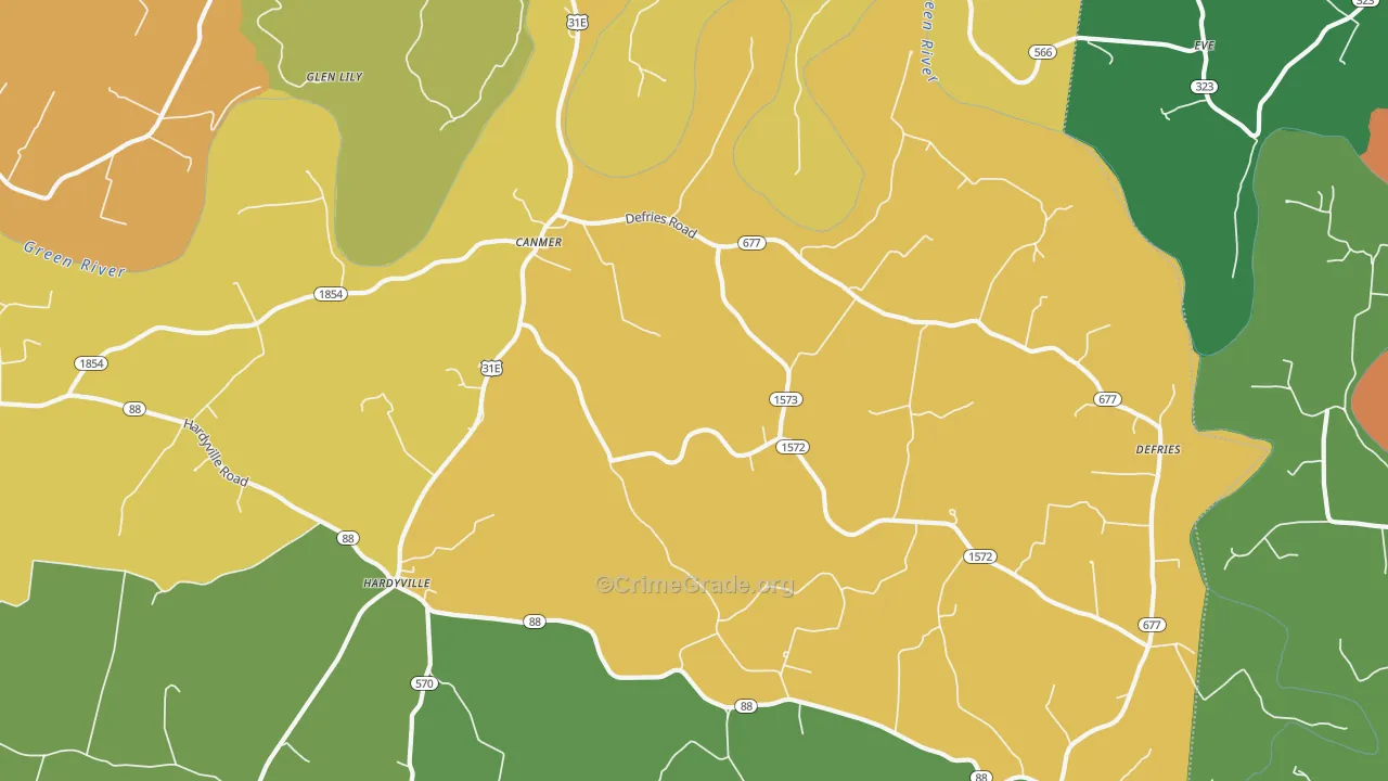 Canmer, KY Map of Theft Rates