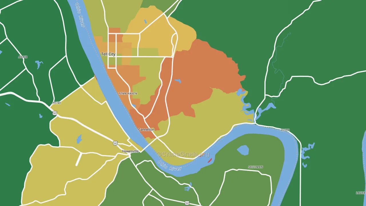 Cannelton, IN Map of Theft Rates