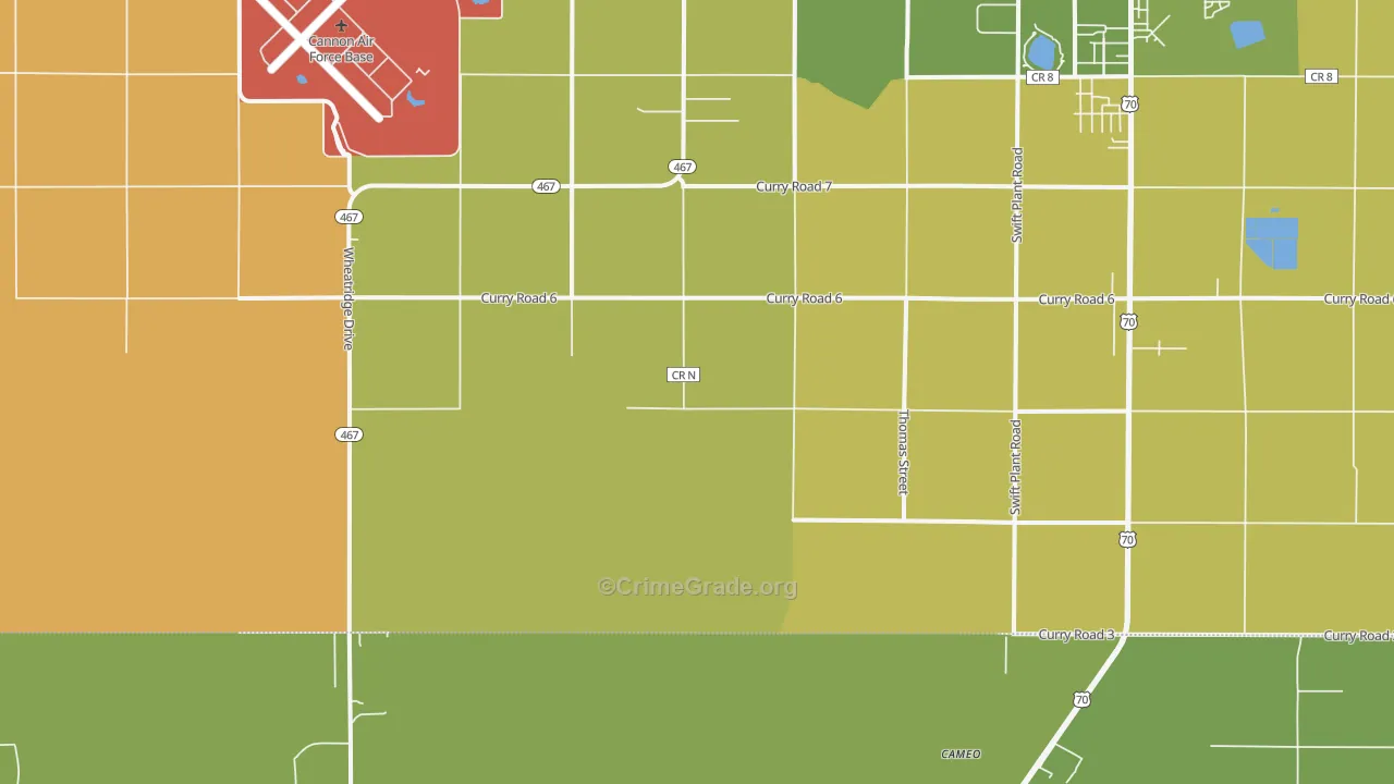 Cannon Air Force Base, NM Map of Theft Rates
