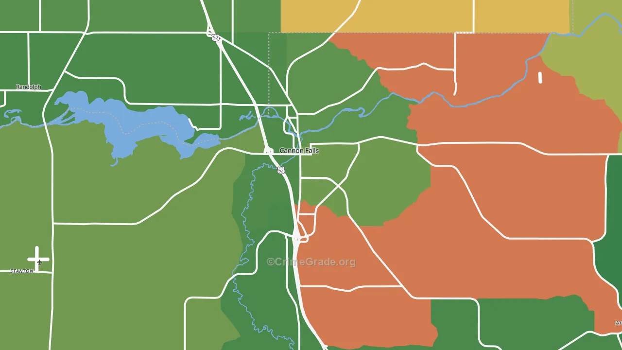 Cannon Falls, MN Map of Theft Rates