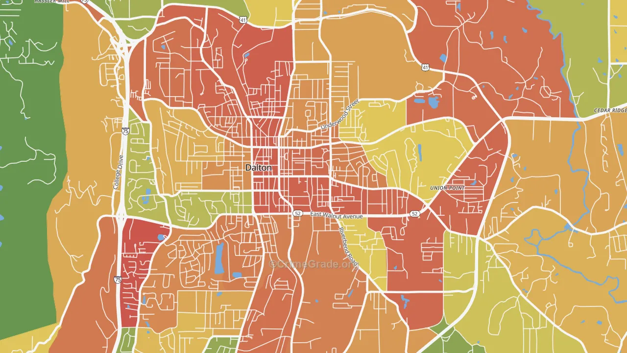 Cannon Heights, Dalton, GA Map of Theft Rates