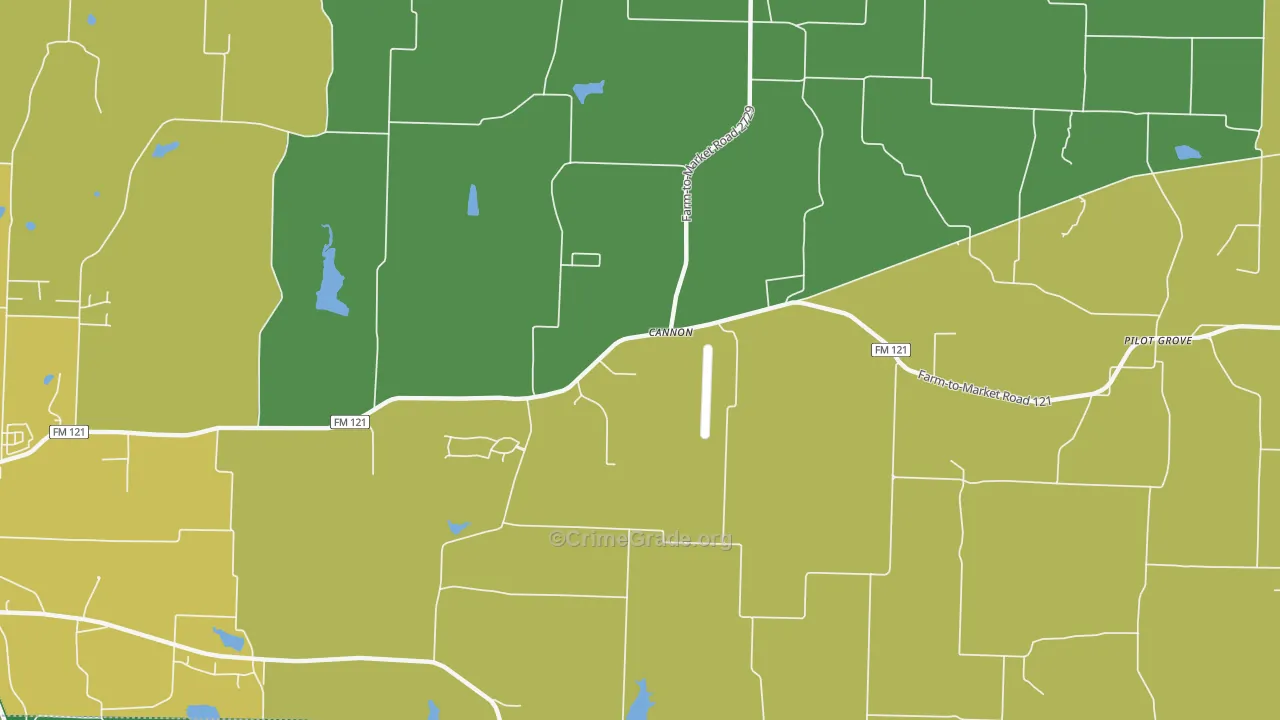Cannon, TX Map of Theft Rates