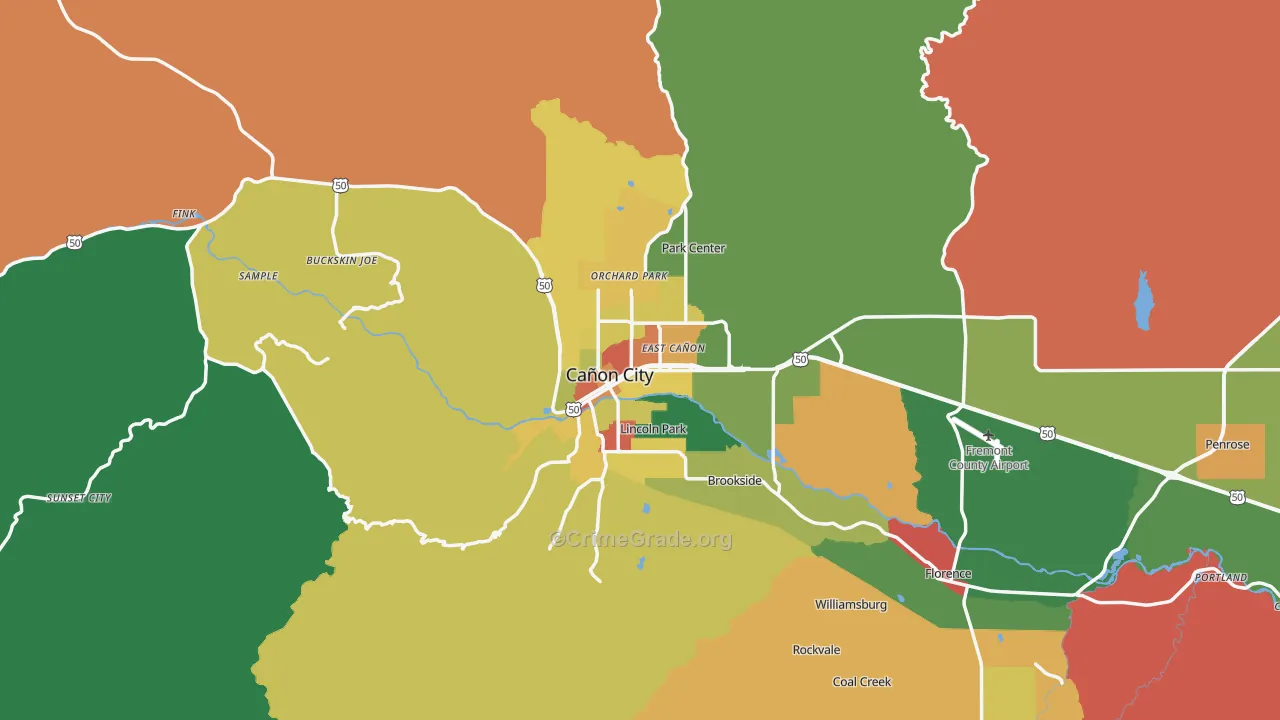 Canon City, CO Map of Theft Rates