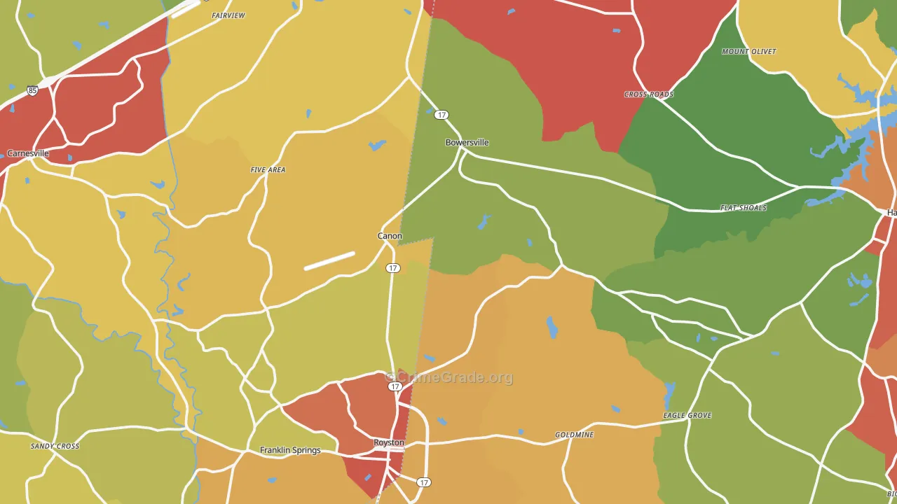 Canon, GA Map of Theft Rates
