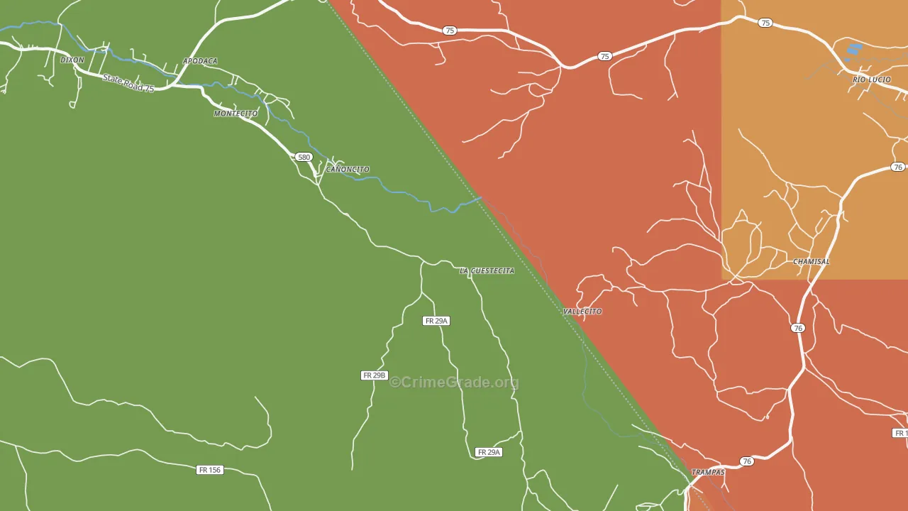 Canoncito, NM Map of Theft Rates