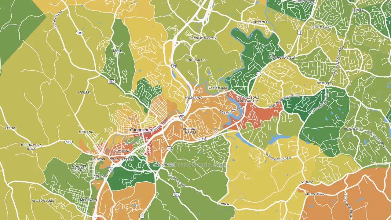 Canonsburg, PA Map of Theft Rates