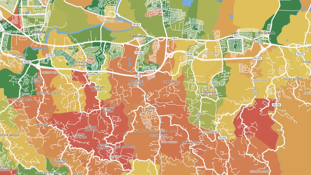 Canovanas, PR Map of Theft Rates
