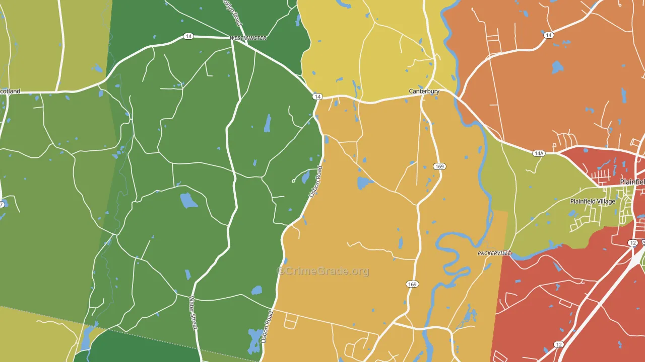 Canterbury, CT Map of Theft Rates