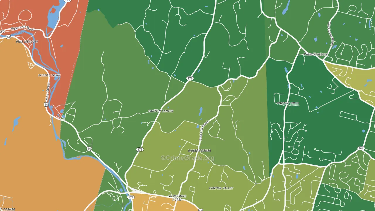 Canton Center, CT Map of Theft Rates