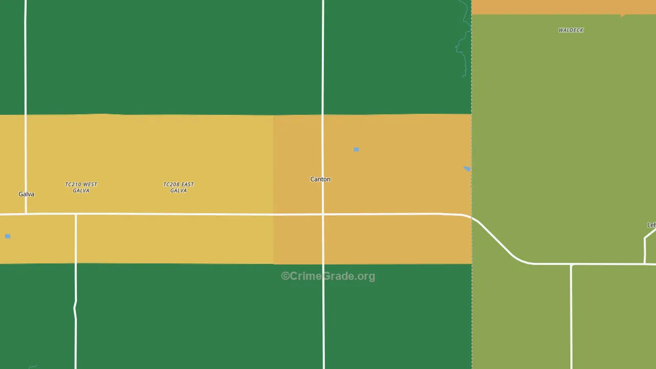 Canton, KS Map of Theft Rates