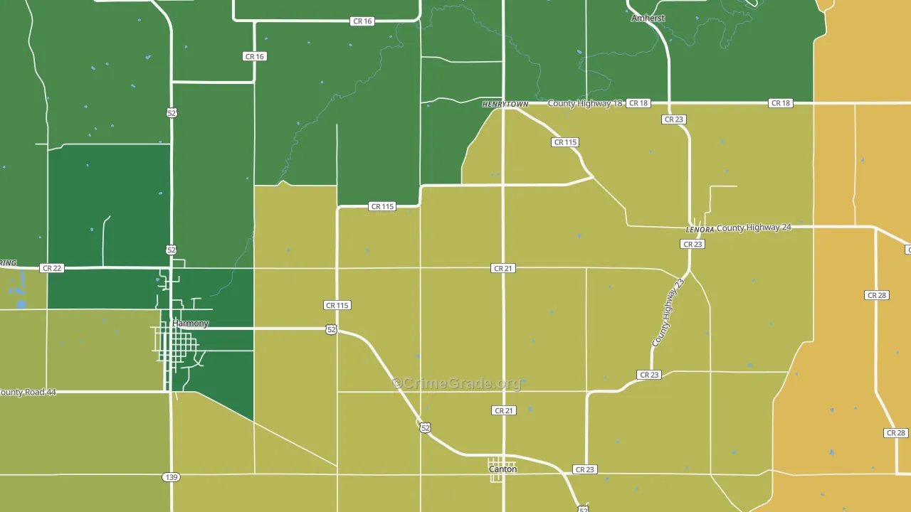 Canton, MN Map of Theft Rates