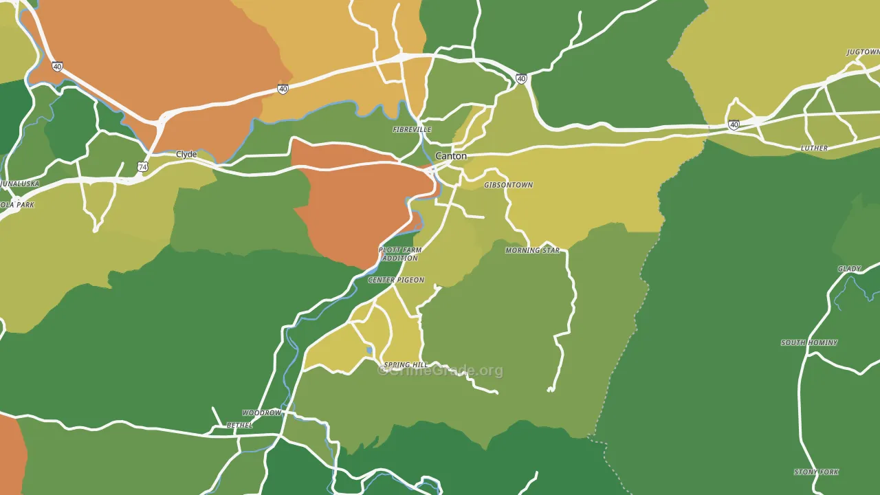 Canton, NC Map of Theft Rates