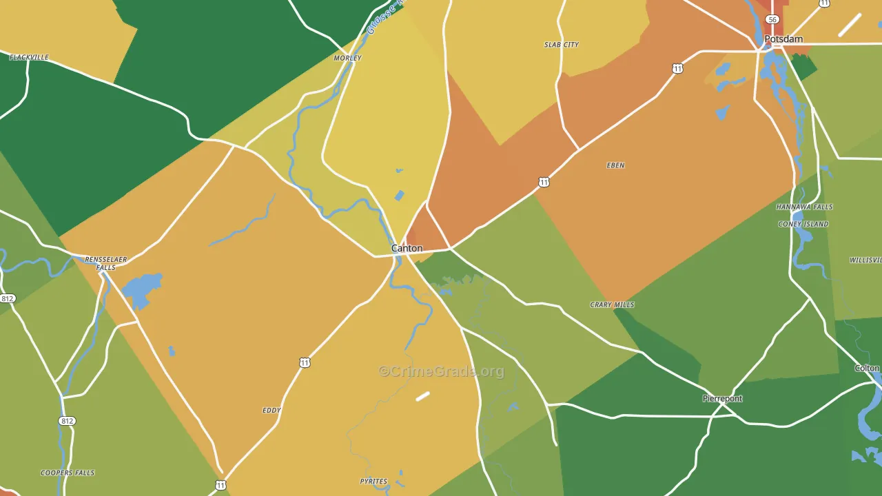 Canton, NY Map of Theft Rates